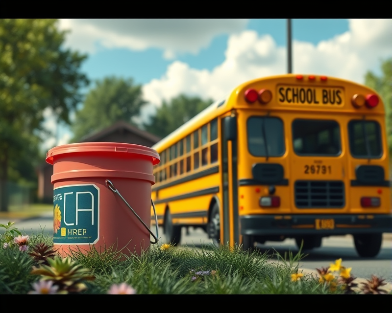 bucket, school bus